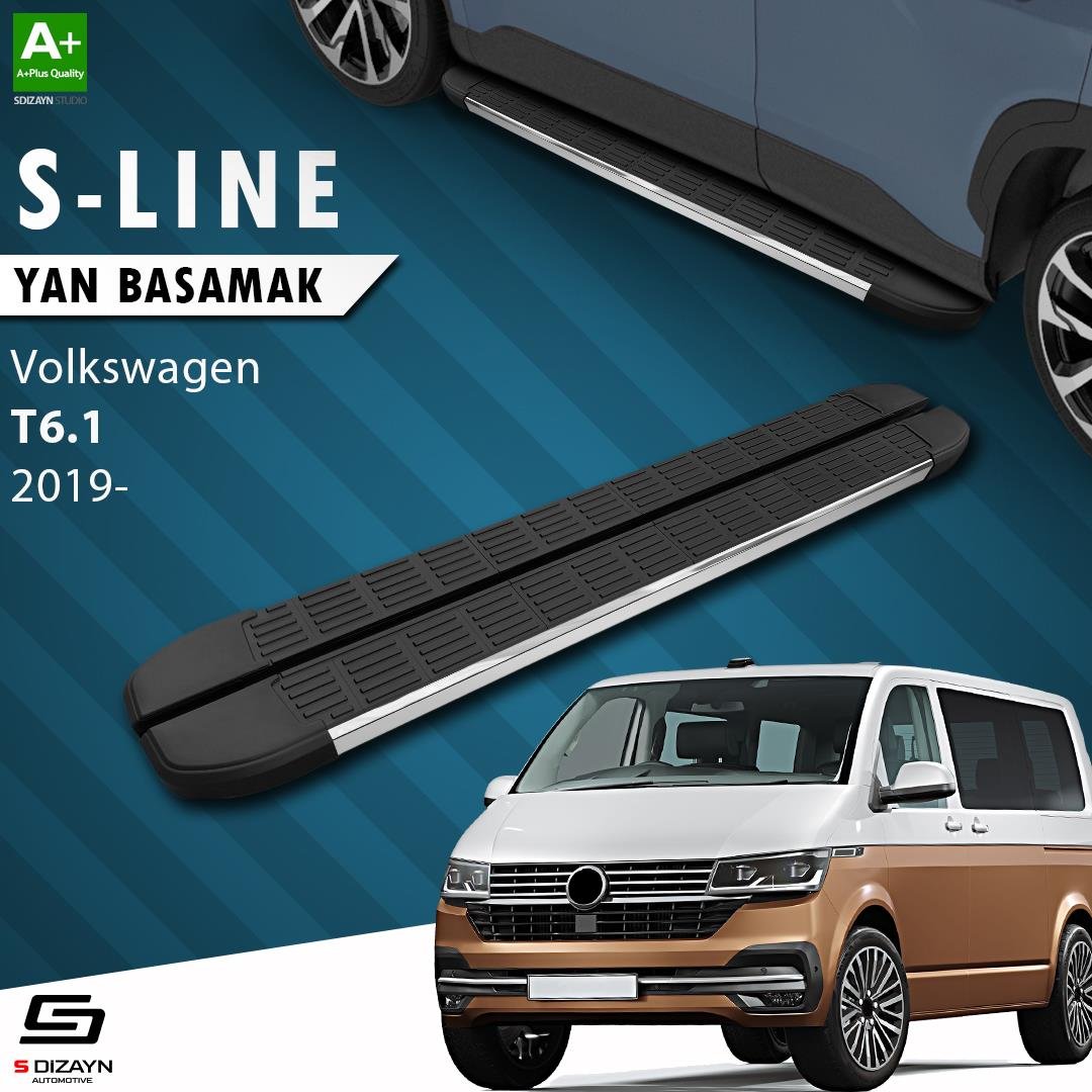 S-Dizayn VW Transporter T6.1 Uzun Şase S-Line Krom Yan Basamak 253 Cm 2019-2025 A+ Kalite