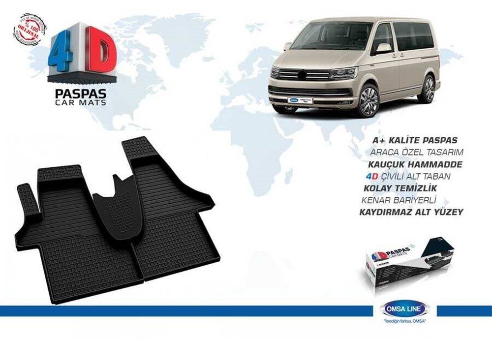 VW T6.1 Transporter 4D Havuzlu Paspas Siyah 2020 ve Sonrası