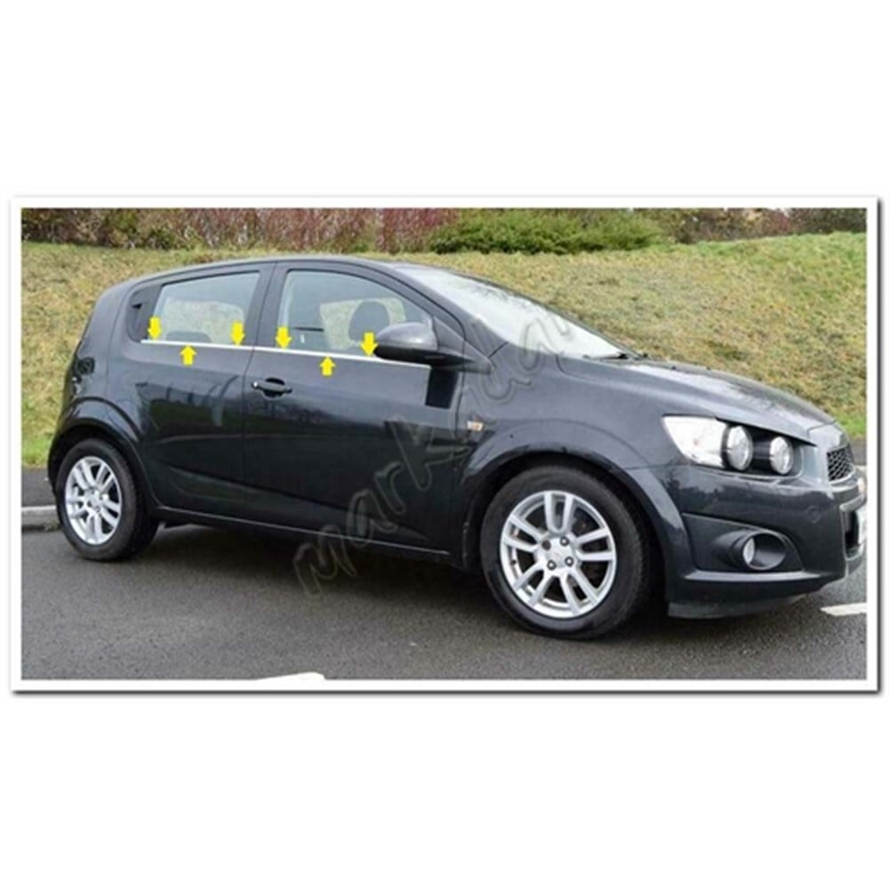 WOC Chrome Chevrolet Aveo HB Krom Cam Çıtası 2012-2020 4 Parça Paslanmaz Çelik