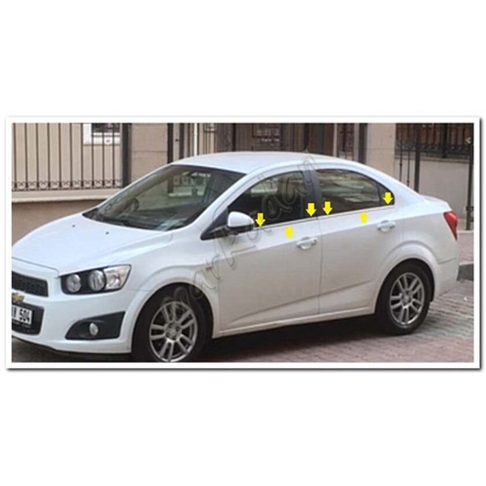 WOC Chrome Chevrolet Aveo Sedan Krom Cam Çıtası 2012-2020 4 Parça Paslanmaz Çelik