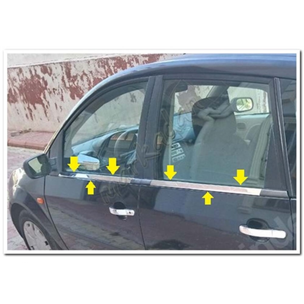 WOC Chrome Ford Fiesta Krom Cam Çıtası 2002-2008 4 Parça Paslanmaz Çelik