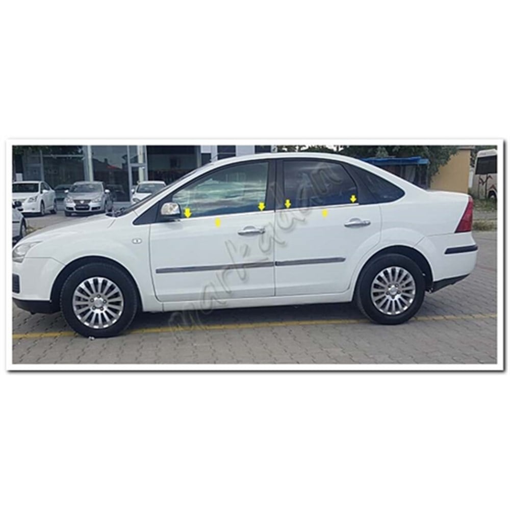 WOC Chrome Ford Focus Sedan Krom Cam Çıtası 1998-2005 4 Parça Paslanmaz Çelik