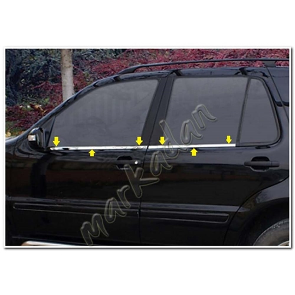 WOC Chrome Mercedes ML Klasse W163 Krom Cam Çıtası 1998-2005 6 Parça Paslanmaz Çelik