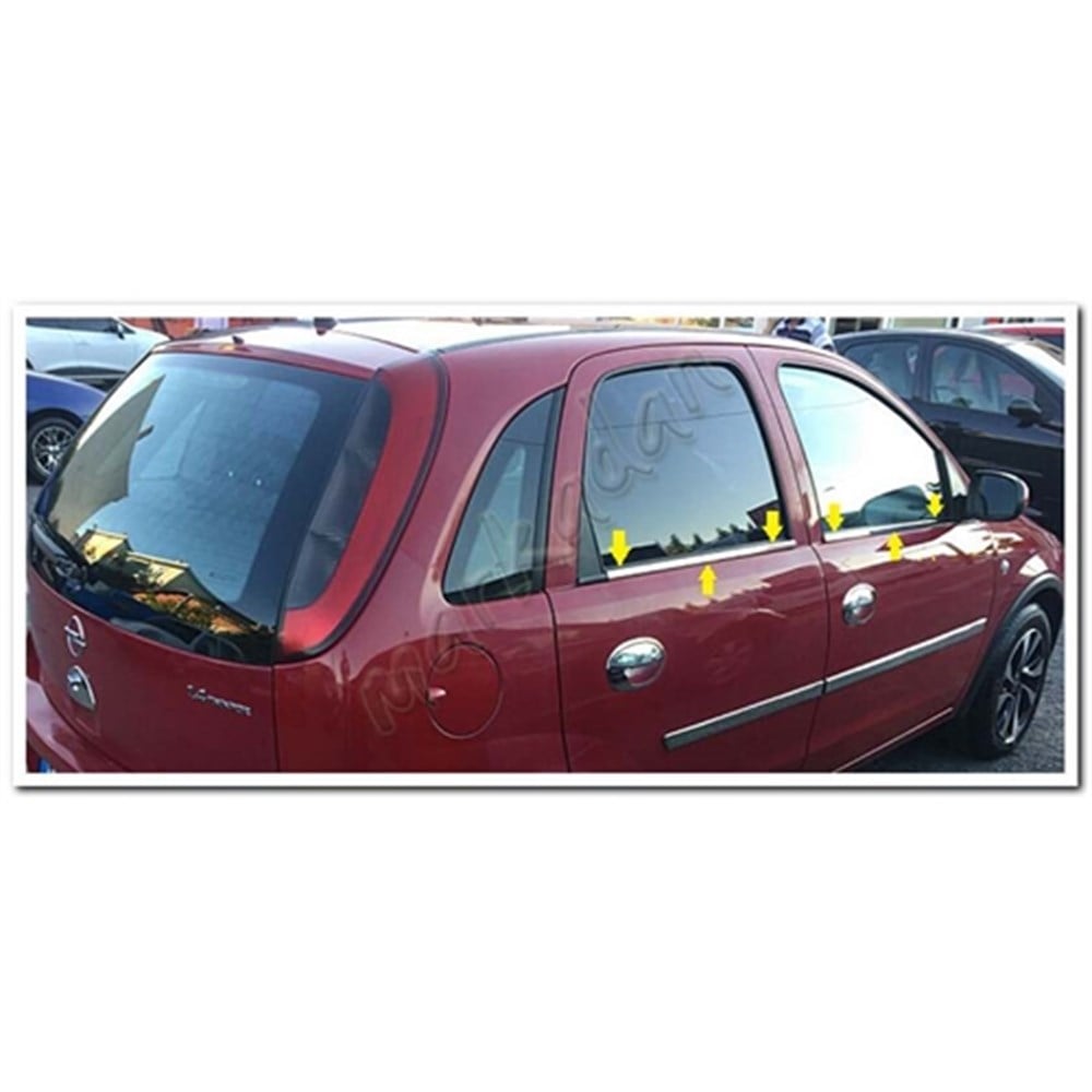 WOC Chrome Opel Corsa C Krom Cam Çıtası 2000-2006 4 Parça Paslanmaz Çelik
