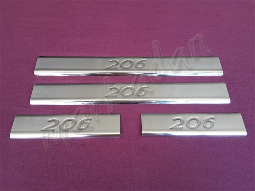 WOC Chrome Peugeot 206 Kapı Eşiği 1998-2012 4 Parça Paslanmaz Çelik