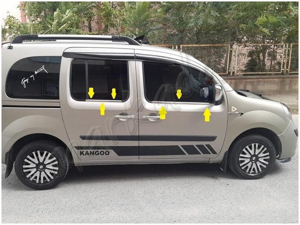 WOC Chrome Renault Kangoo Krom Cam Çıtası 2008 Sonrası 4 Parça Paslanmaz Çelik