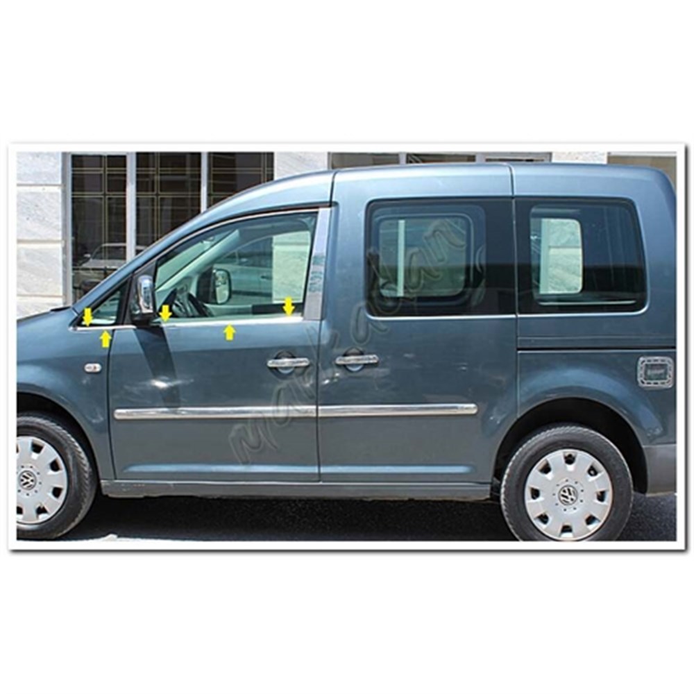 WOC Chrome VW Caddy Krom Cam Çıtası 2004-2014 4 Parça Paslanmaz Çelik