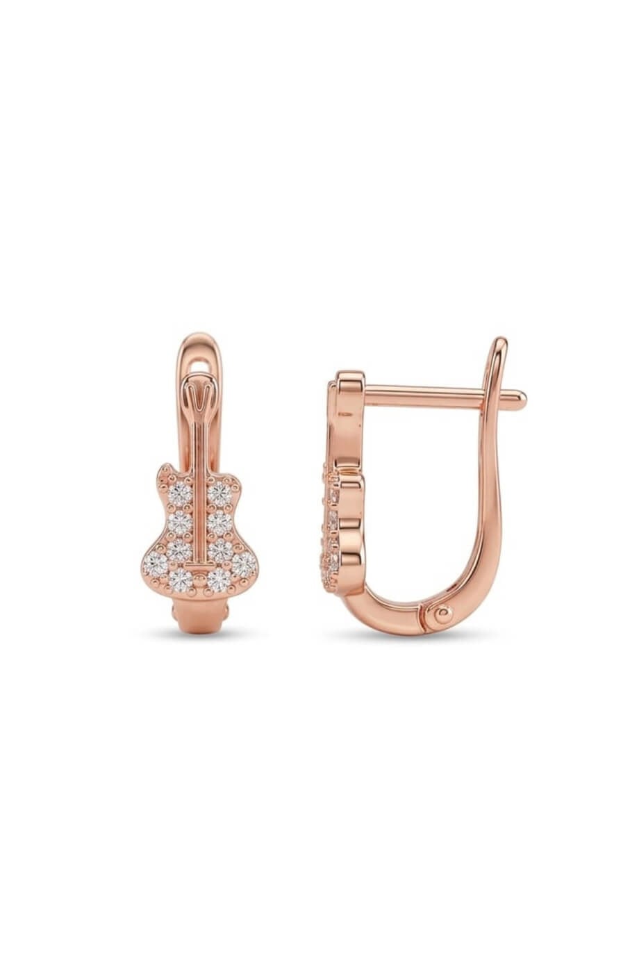 Gitar Figürlü Klipsli Gümüş Küpe