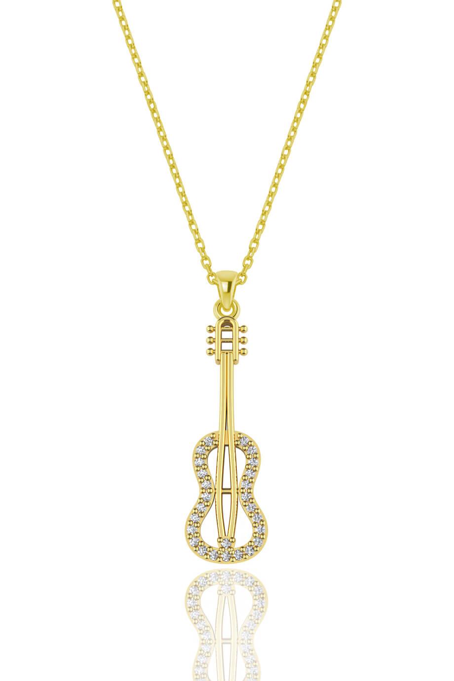 Gümüş Gitar KolyeTaşlı KolyeGümüş Gitar Kolye