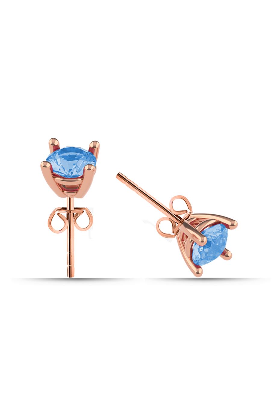 Minimal Aquamarine Tek Taş Gümüş Küpe