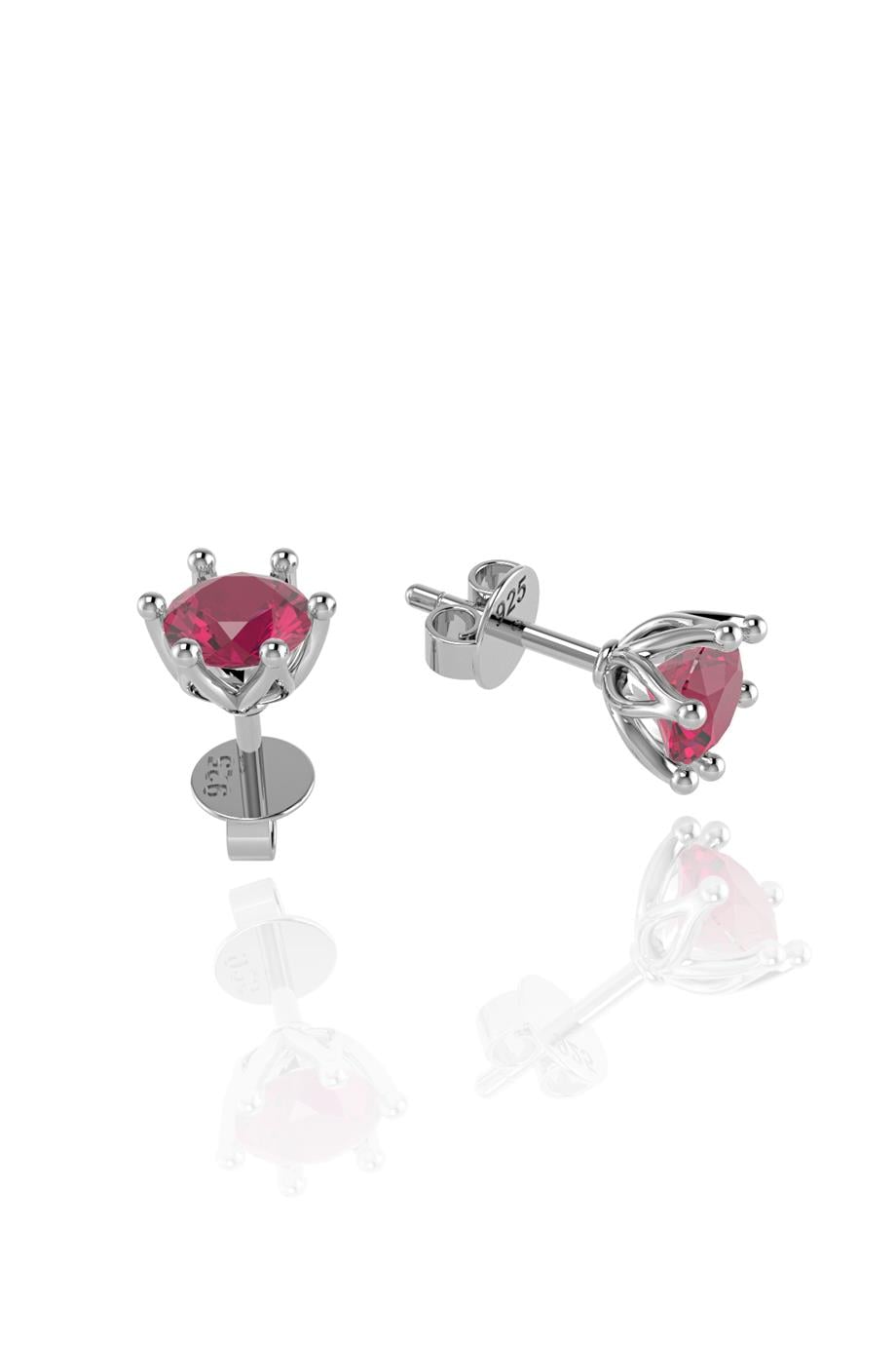 Taşlı KüpeRuby Taşlı Gümüş KüpeMinimal Ruby Tek Taş Gümüş Küpe