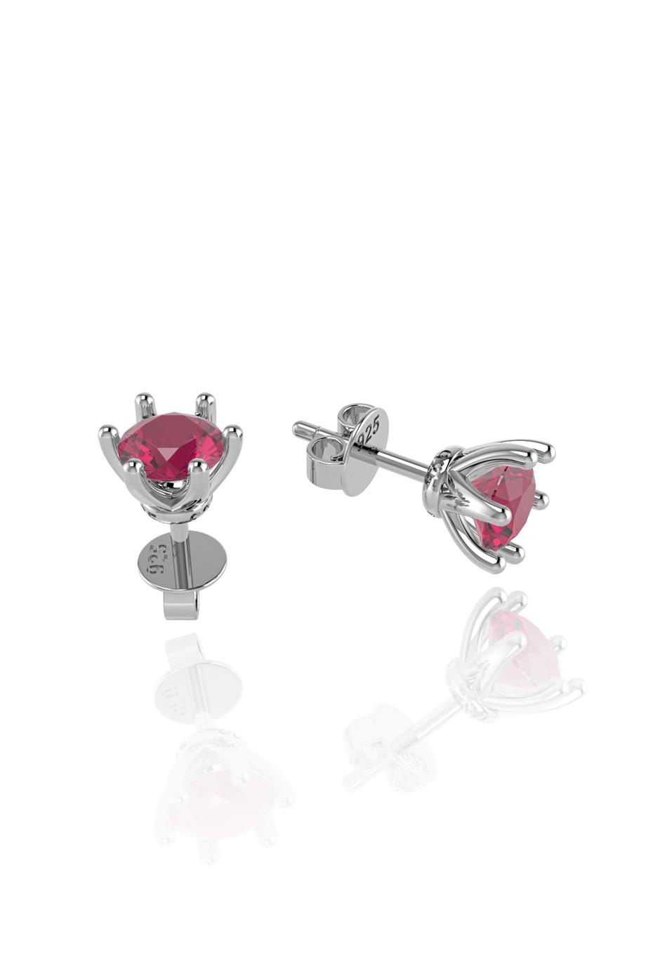 Taşlı KüpeRuby Taşlı Gümüş KüpeMinimal Ruby Tek Taş Gümüş Küpe