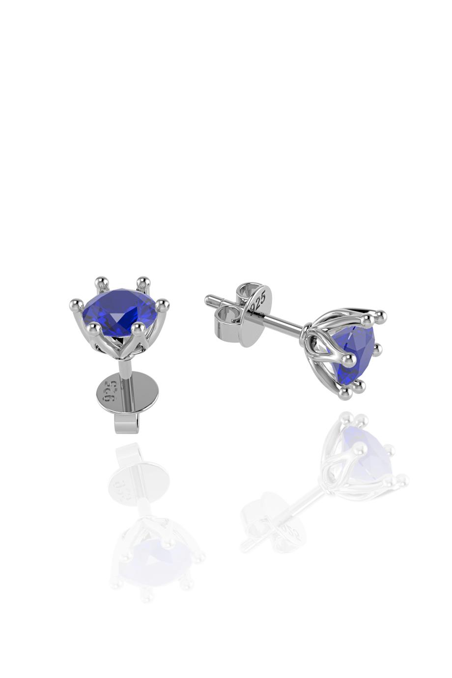 Minimal Safir Tek Taş Gümüş Küpe