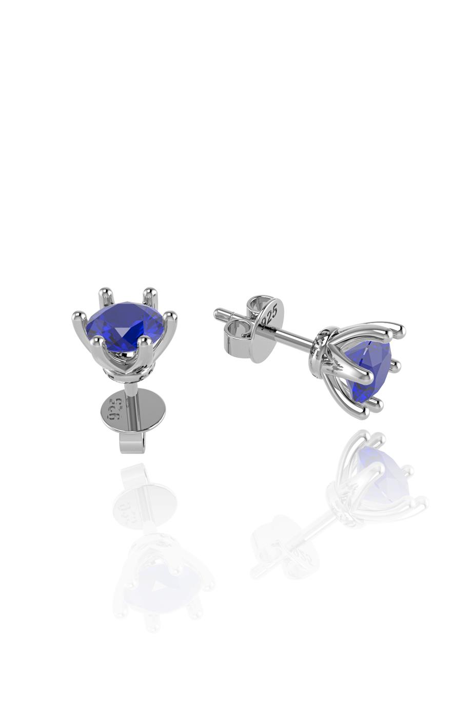 Minimal Safir Tek Taş Gümüş Küpe