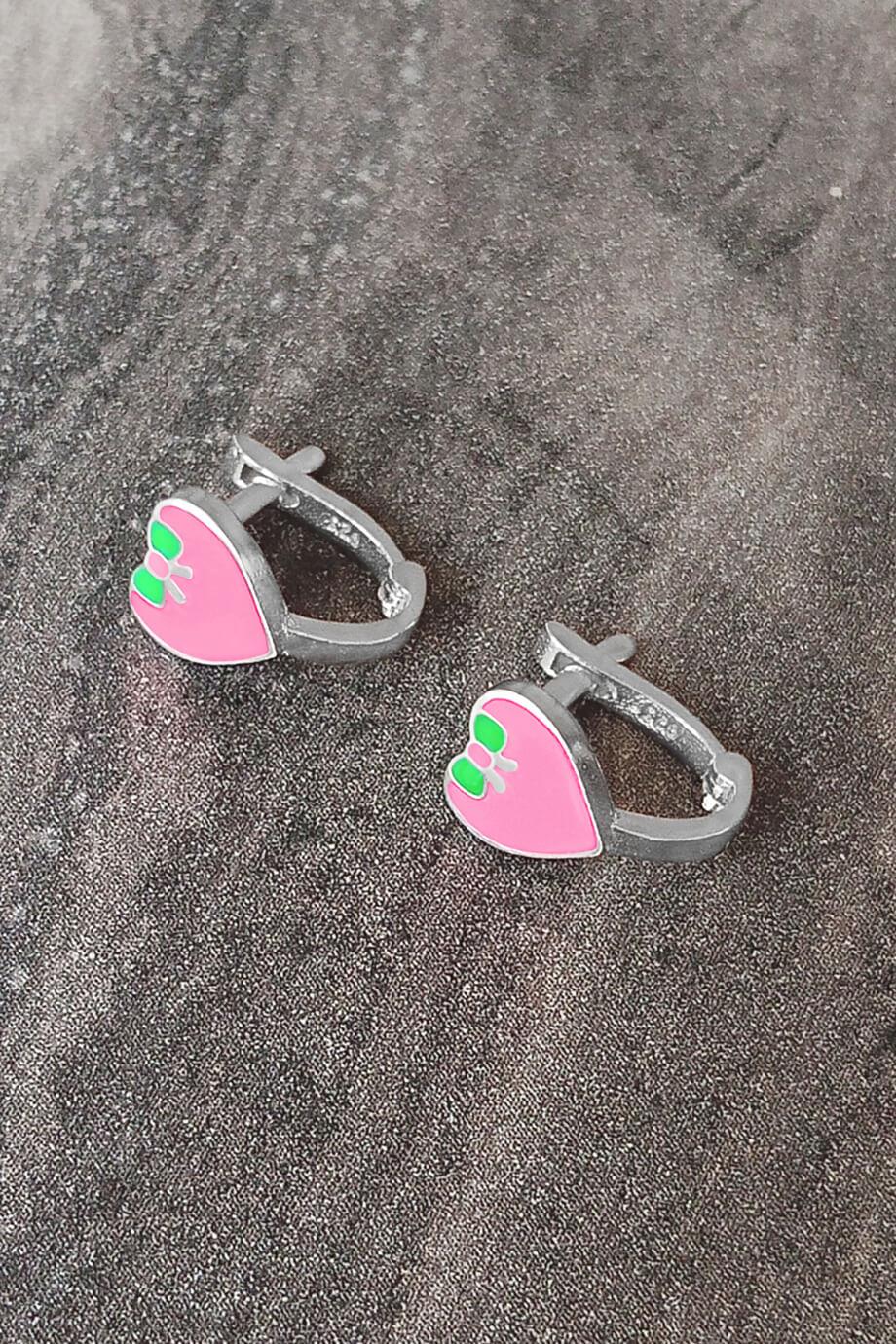 Pembe Kalp Gümüş Çocuk J Küpe