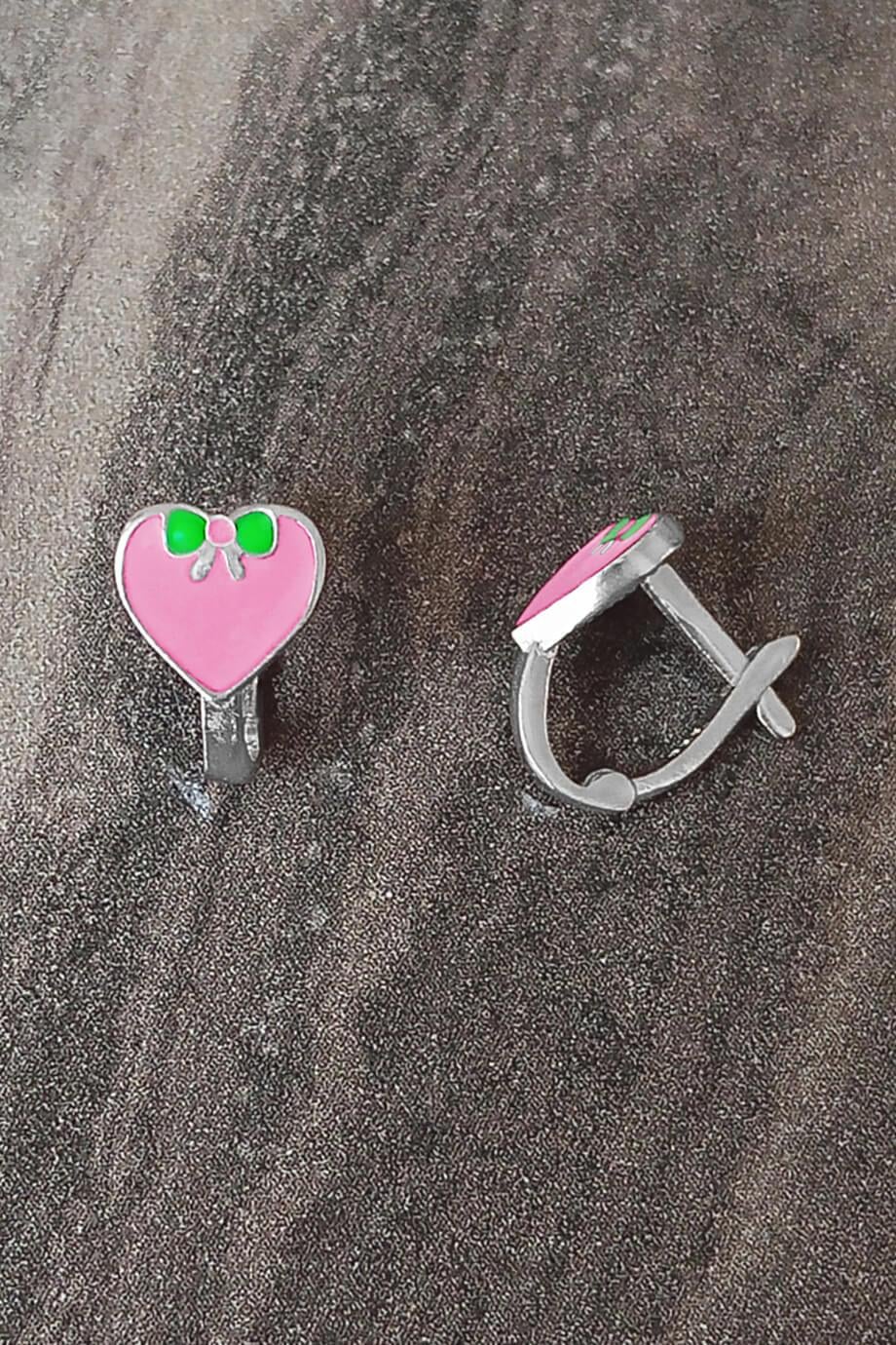 Pembe Kalp Gümüş Çocuk J Küpe