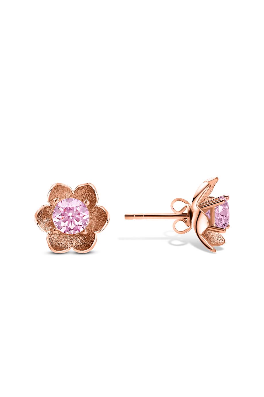 Taşlı KüpePembe Taşlı Gümüş KüpePembe Taşlı Lotus Çiçeği Gümüş Küpe