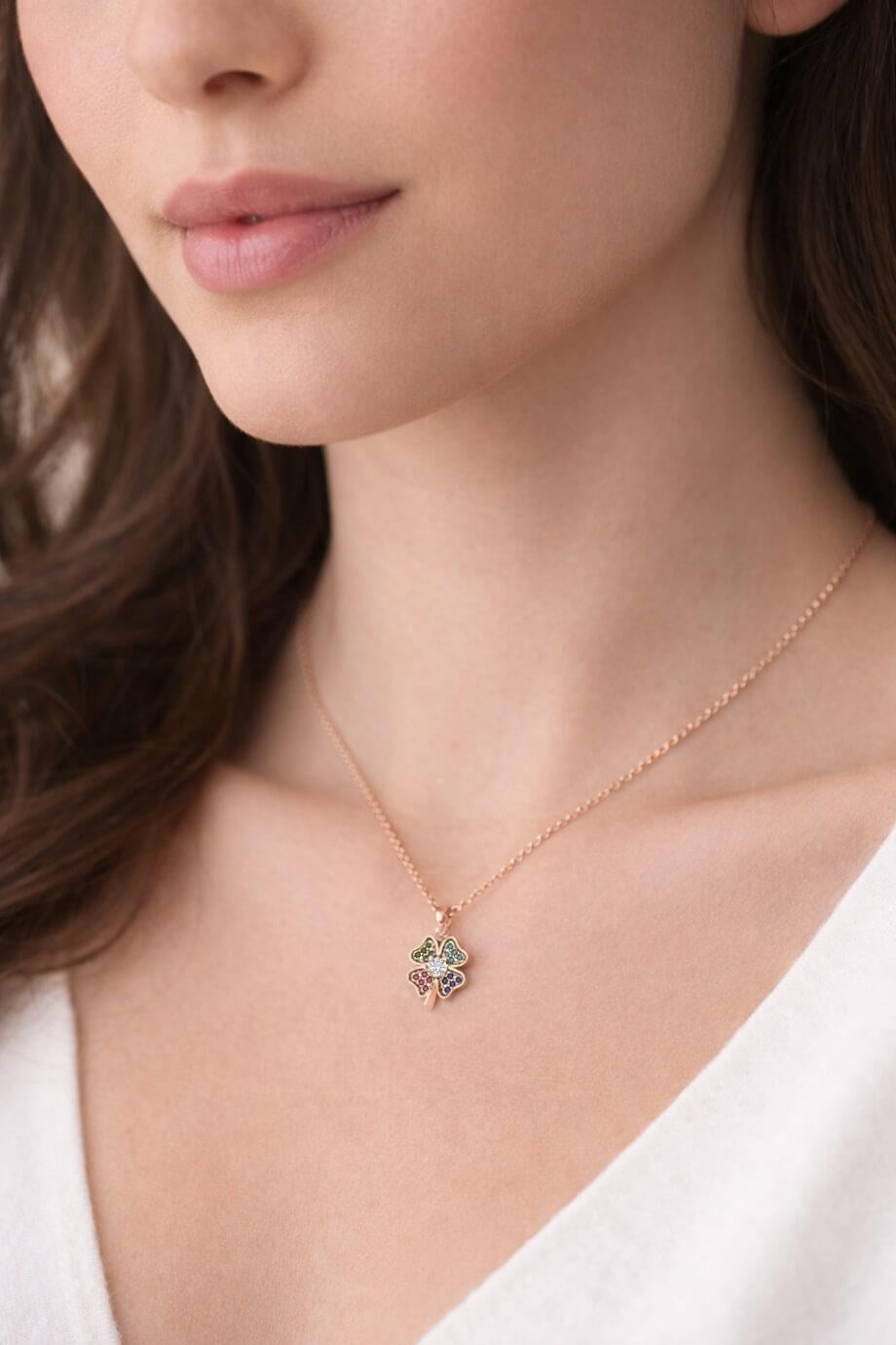 Yonca Gümüş Kolye