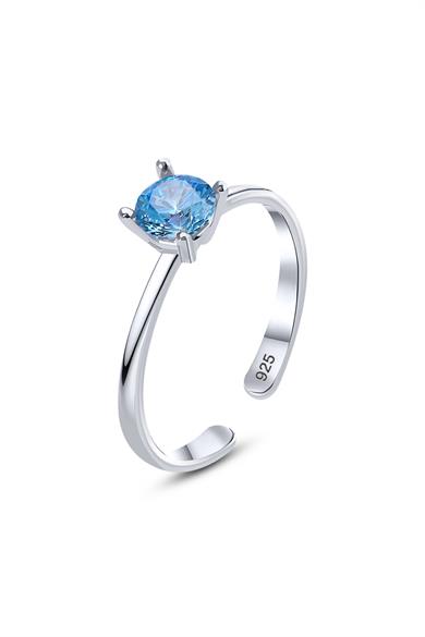 Aquamarine Tek Taş Gümüş Yüzük