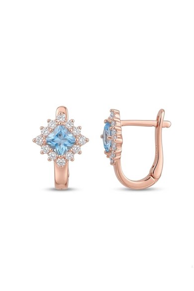 Blue Topaz Taşlı Klipsli Gümüş Küpe