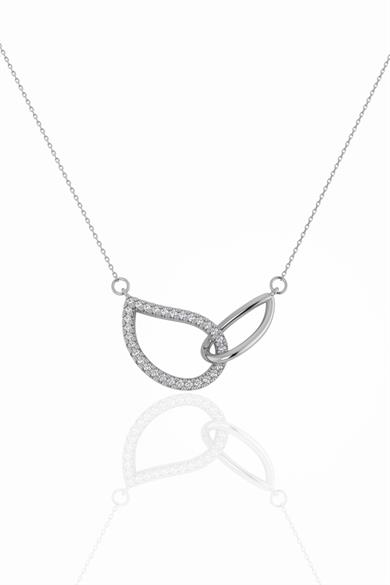 Çift Damla Figürlü Gümüş Kolye