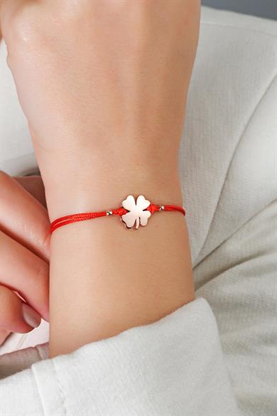 Dört Yapraklı Yonca Gümüş Bileklik