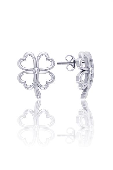 Dört Yapraklı Yonca Gümüş Küpe