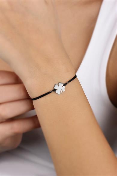 Dört Yapraklı Yonca Gümüş Bileklik