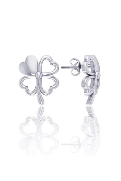 Dört Yapraklı Yonca Gümüş Küpe