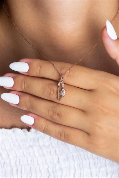 Gümüş Çengelli İğne Kolye