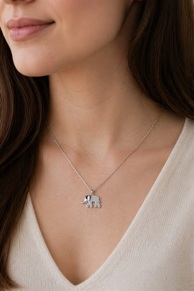 Gümüş Fil Kolye