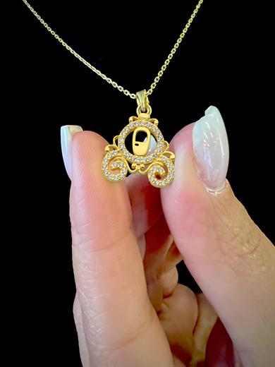 Gümüş Sindirella Balkabağı Arabası Kolye 