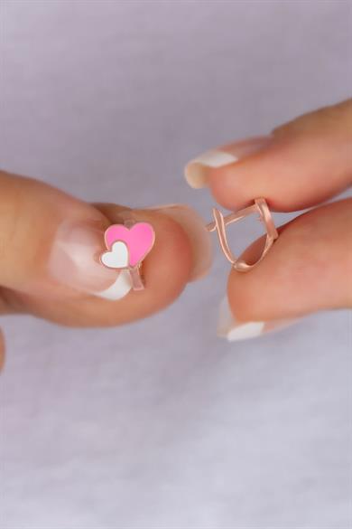 Kalp Figürlü Gümüş Çocuk J Küpe