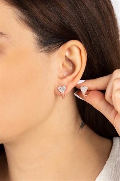 Kalp Figürlü Klipsli Gümüş Küpe