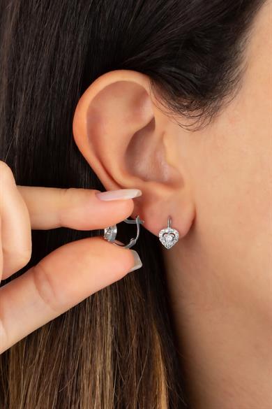 Kalp Figürlü Gümüş Çocuk J Küpe