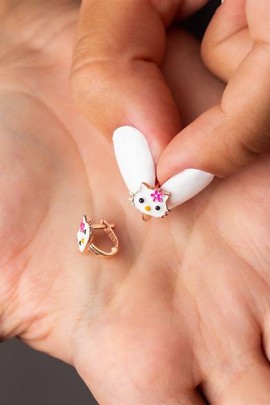 Kedi Gümüş Çocuk J Küpe