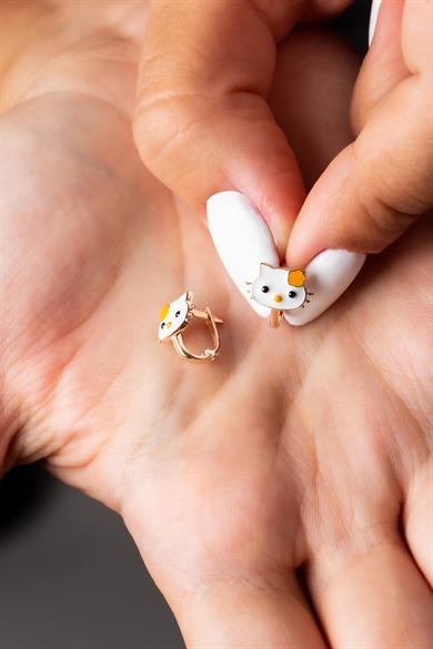 Kedi Gümüş Çocuk J Küpe