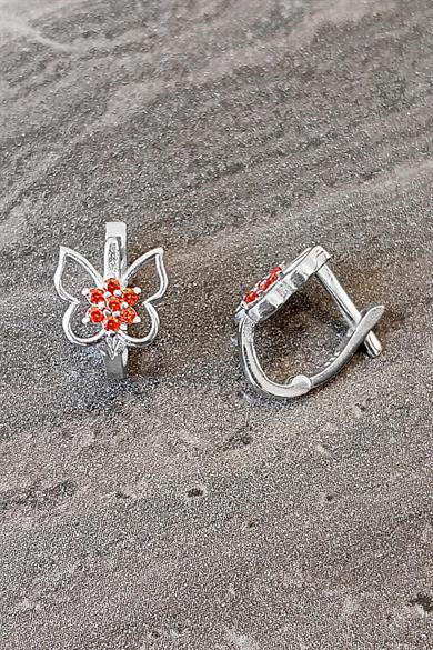 Kelebek Figürlü Gümüş Çocuk J Küpe