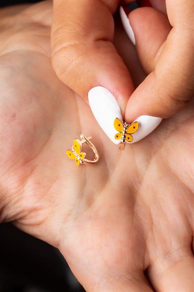 Kelebek Figürlü Gümüş Çocuk J Küpe