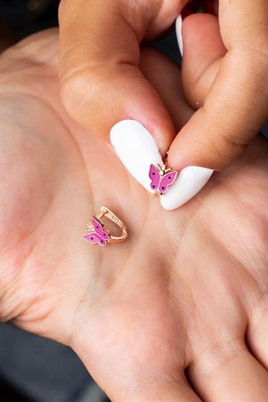 Kelebek Figürlü Gümüş Çocuk J Küpe