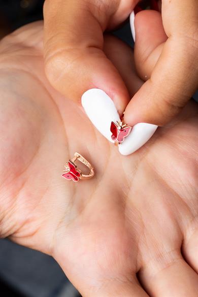 Kelebek Figürlü Gümüş Çocuk J Küpe