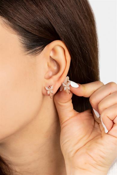 Kelebek Figürlü Klipsli Gümüş Küpe