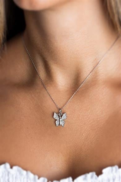Kelebek Gümüş Kolye