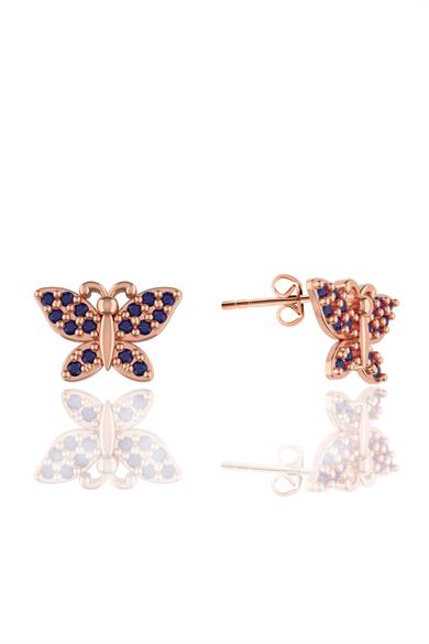 Minimal Safir Taşlı Kelebek Gümüş Küpe