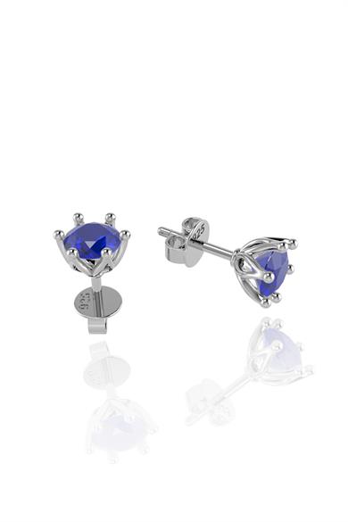 Minimal Safir Tek Taş Gümüş Küpe
