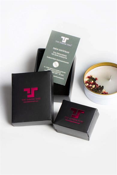 Mor Kapşon Taşlı Gümüş Yüzük