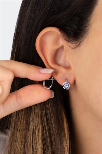 Nazar Figürlü Gümüş Çocuk J Küpe