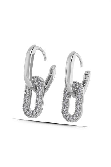 Oval Sallantılı Halka Gümüş Küpe