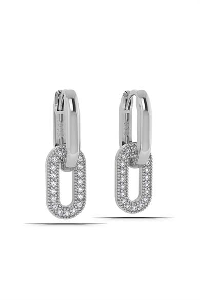 Oval Sallantılı Halka Gümüş Küpe