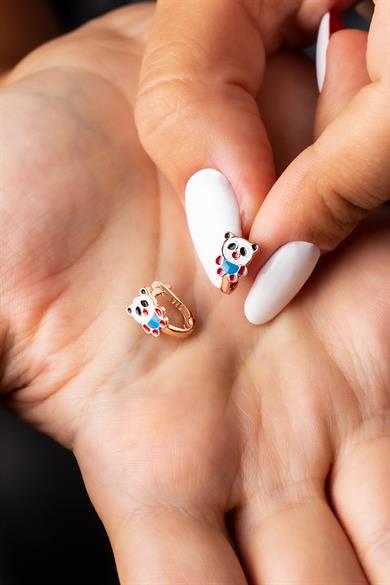 Panda Figürlü Gümüş Çocuk J Küpe